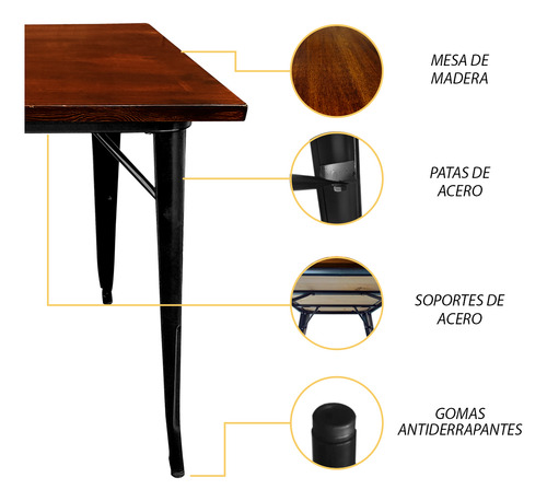 Mesa De Comedor Tolix Rectangular 120x80 By Bellair