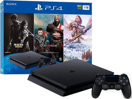 Sony Playstation 4 Slim 1tb Mega Pack: The Last Of Us Preto Onyx