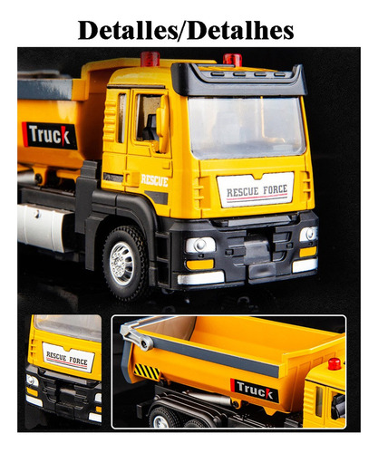 Miniatura Metal Coche Camión Volquete Con Luces Y Sonidol