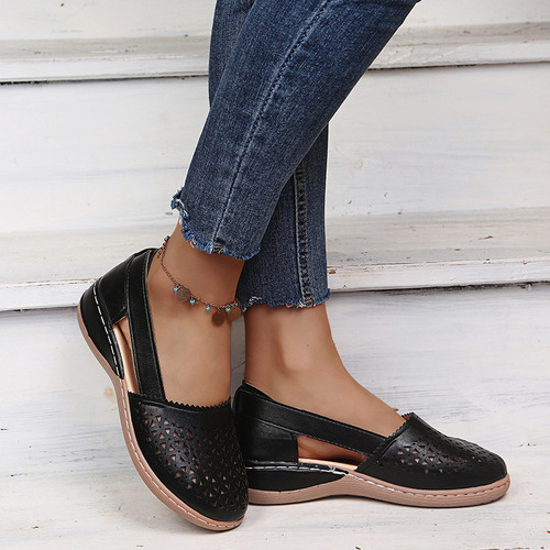 Zapatos De Cuero Cómodos E Informales For Mujer, Talla Gran