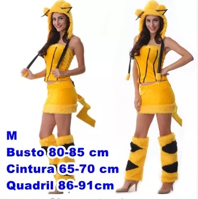 Fantasia Adulto Feminina Cosplay Misty com Boneco Pikachu