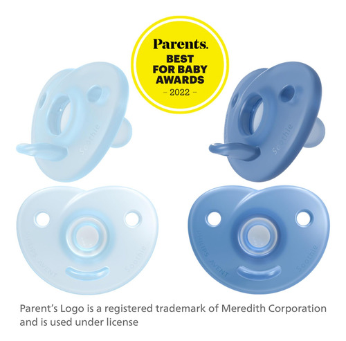 Philips Avent Soothie Heart Pacifier, Azul, 0-3 Meses, 4 Paq