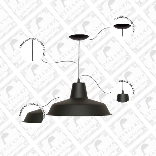 Imagen 3 de 10 de Lampara Colgante Campana Galponera Varios Colores Apto Led