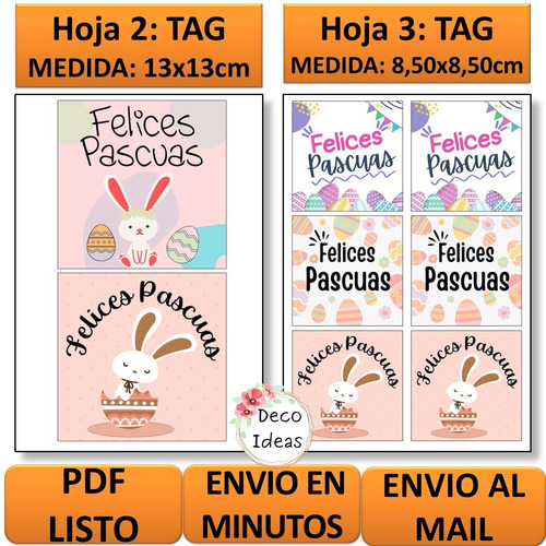 Imagen 3 de 6 de Kit Imprimible 07 Felices Pascuas Tag Etiqueta Stiker Cuadro