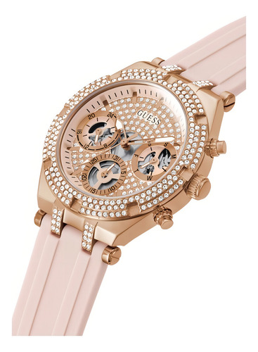 Relógio para mulheres da marca Guess Model Heiress Strap Color: rosa, cor do bisel, ouro rosa, cor de fundo, ouro rosa