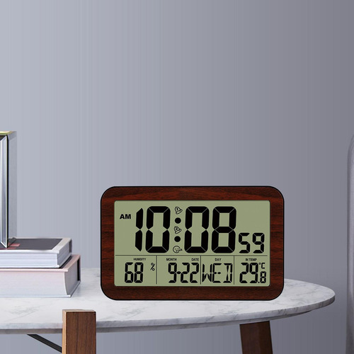 Digital Alarm Clock With Oscuro De Madera 20,1x12,4x2,6 Cm