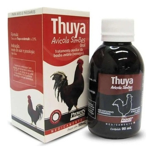 Thuya Avícola Simões 90 Ml - Verrugas Pelotas Bouba Em Aves