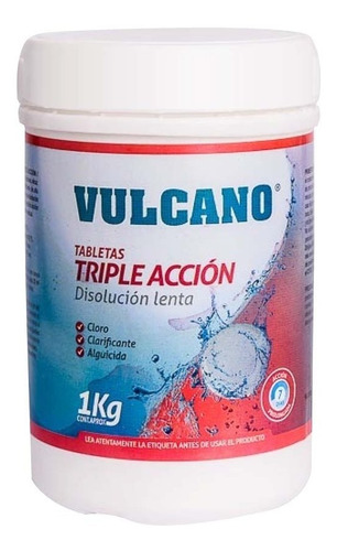 Cloro En Tabletas Triple Acción Para Piscinas 1 Kg Vulcano