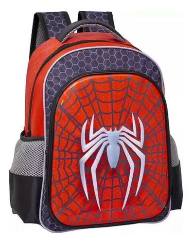 Mochila Escolar De Costas Aranha Spider Tam G Yepp Cor Vermelho Desenho Do Tecido Listrado