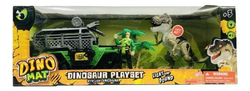 Playset Dinomat Vehiculo Con Dinosaurio Luz Y Sonido En Mca