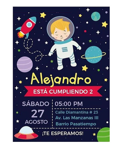 Invitaciones Digitales De Astronauta Niño