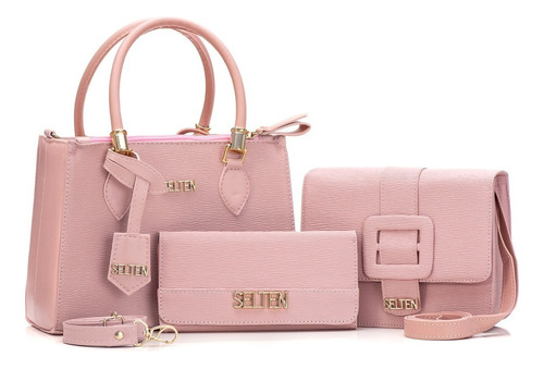 Bolsas Feminina Com Carteira Queima De Estoque Liquidação Cor Rosa