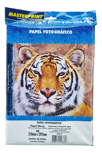 50 Folhas Masterprint 230g A4 Glossy Papel Fotografico