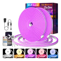 Comprar Hifiluz Tira Led Neón 10M Neon Flex Manguera Con Fuente DIY Cortable Luces Neon 12V Ip67 Impermeable Tira Neón con Regulador Púrpura
