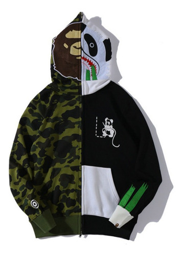 Unisexo Sudadera Con Cremallera Cabeza Tiburón Bape Moda