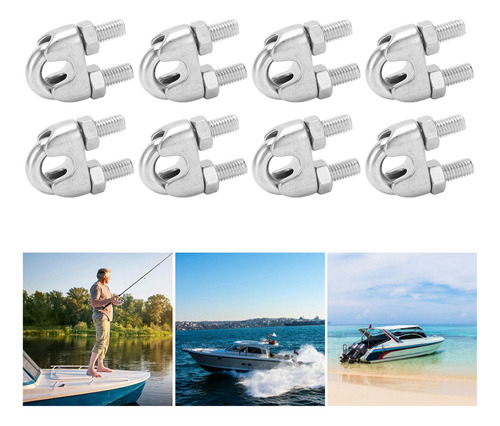 8 Clips De Cable De Acero Inoxidable M10 De 3/8 Pulgadas