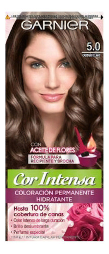 Kit Tinta, Oxidante Garnier  Cor intensa Kit Coloración Permnente Hidratante Garnier Cor Intensa tono 5.0 castaño claro para cabello