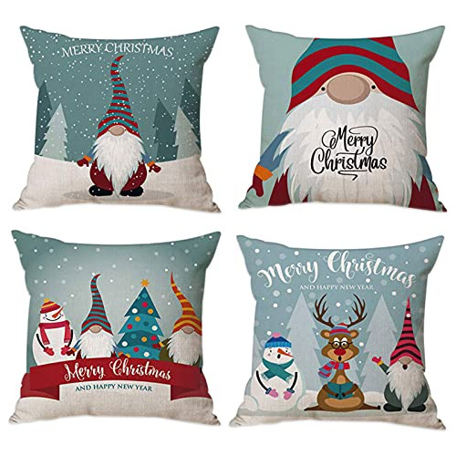 Fundas De Almohada Cojines De Navidad Gnomos De Navidad...