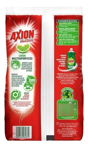 6 Pzas Lavatrastes En Polvo Axion Multisuperficies Aroma Lim