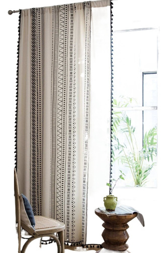 Cortina De Ventana Con Bolsillo De Barra Estilo Boho