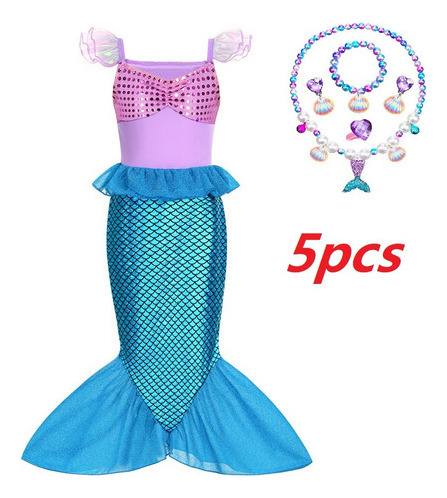A Disfraz Sirenita Para Niñas Vestido Princesa Ariel Fiesta