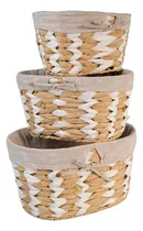 Comprar Set 3 Canastos Cesto Organizador Oval Forrado Tela