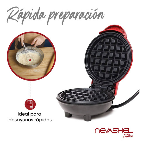 Waflera Mini Maquina Waffles Pequeña Redonda Hacer Desayunos