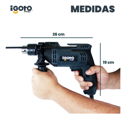 Taladro De Impacto Igoto 850w He1002 Rpm 48,000 Color Gris oscuro Frecuencia 60 Hz