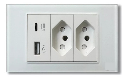 Tomada Em Vidro Temperado Luxo Com Usb-c E Usb-a Não É Wifi