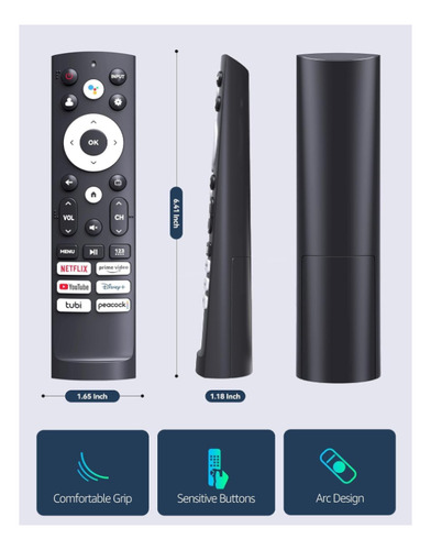 Control Remoto Para Hisense Smart Google Tv 4k Con Voz Negro