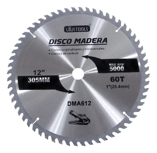 Disco Sierra Circular Madera 12x60d Dma612 Uyustools Color Plateado