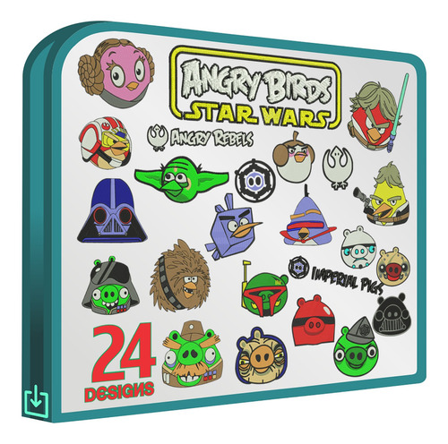 Angry Birds Star Wars Set 24 Diseños Bordadoras Bordar Ropa
