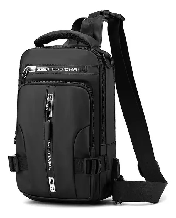 Moda Mariconera Bandolera Cuero Los Hombres Crossbody Bolso Color Negro Diseño de la tela Liso