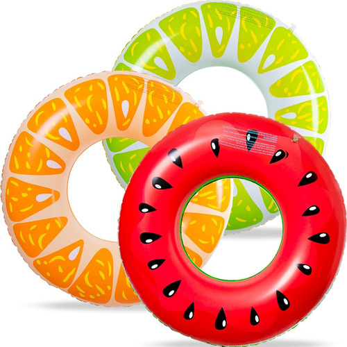 3 Salvavidas De Piscina De Frutas: Sandia Naranja Lima Multi-color