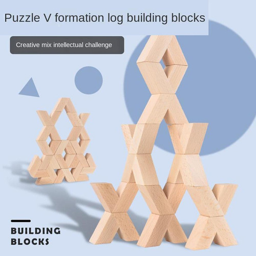 En Forma De V Bloques De Construcción De Madera 3d Juego