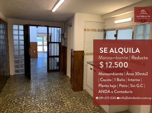 Alquiler Monoambiente Reducto Con Patio Sin G.c Ideal. P.b