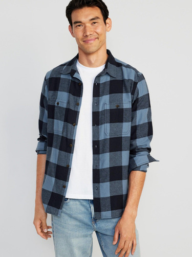 Camisa Hombre Old Navy Manga Larga De Franela Azul