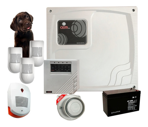 Kit Alarma Hogar 6 Zonas+3 Sensor Pet+2 Sirenas+batería