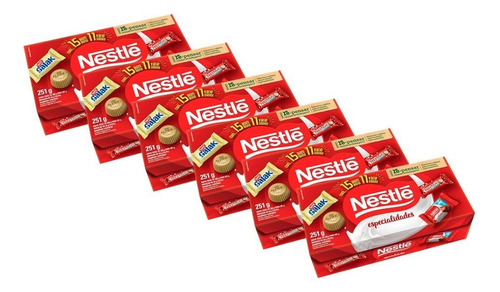 Kit 6 Und.chocolate Nestlé Especialidades Caixa 251g