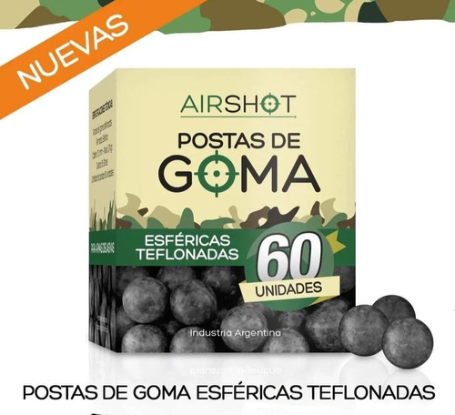 Postas De Goma Teflonada Airshot 17.5 Mm X 60 Unid Disuasiva