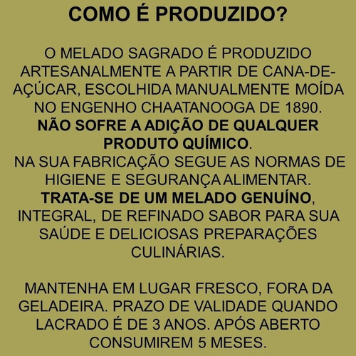 Imagem 5 de 6 de Melado De Cana De Açúcar Integral Sem Produtos Químicos 500g