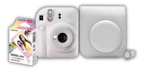 Kit Câmera Instax Mini 12 Bolsa + Filme - Branco Marfim