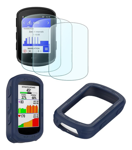 Funda Azul + Protector De Pantalla Para Gps Garmin Edge 840