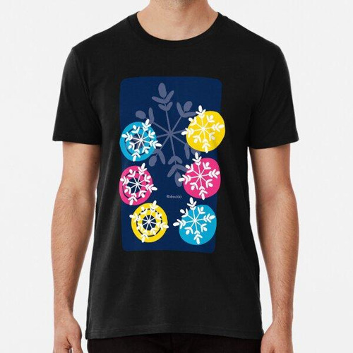 Remera Cmyk Snowflakes On Ultra Blue Algodon Premium