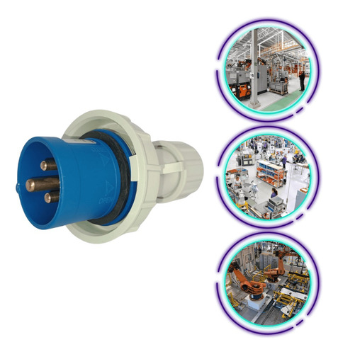Plugue 2p + T 16a 220/250v Az 6h Ip67