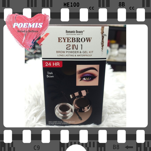 Imagen 1 de 2 de Sombra Para Cejas + Gel Waterpoof + Aplicadores + 5 Moldes