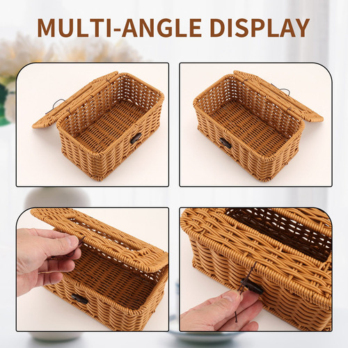 Funda Rectangular De Ratán Para Caja De Pañuelos, Tejida Dec