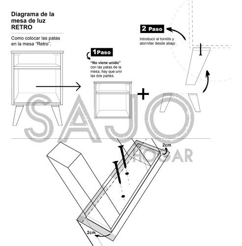 Imagen 5 de 10 de Mesas De Luz Mesita Escandinava Nordica Con 2 Cajones