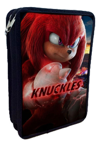 Knuckles Sonic The Hedgehog Cartuchera 2 Pisos Con Nombre
