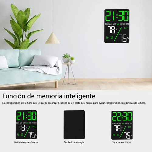 Y Reloj Despertador Digital Led Con Termómetro E Higrómetro